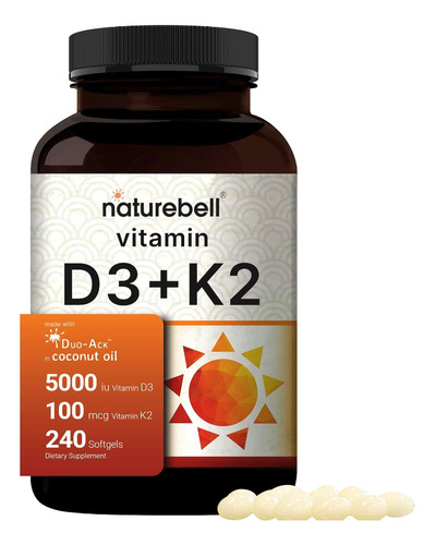D3 + K2 Con Aceite Coco Huesos Fuertes Corazón Saludable 240
