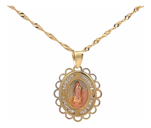 Medalla Virgen De Guadalupe Oro 10k Más Cadena De Regalo