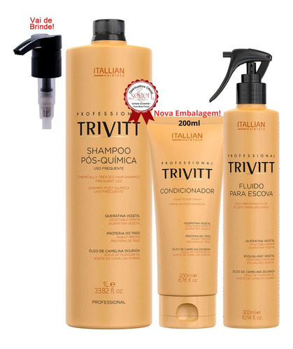 Trivitt Shampoo 1l + Condicionador 250 + Fluido Escova 300