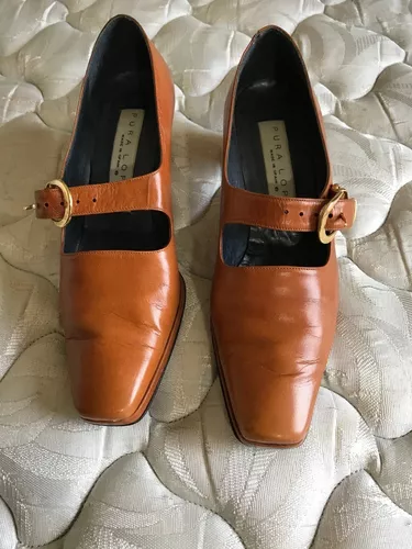 Zapatos López Tacón Grueso, Pura Piel Talla 37, Marrón | MercadoLibre