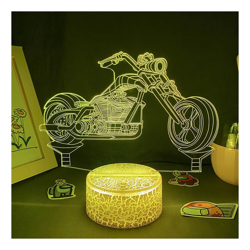 Luz Nocturna Led Con Forma De Motocicleta Con Ilusión 3d, Re