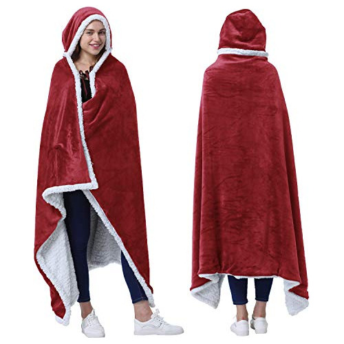 Hooded Blanket Poncho | Wearable Blanket Wrap With Hand...