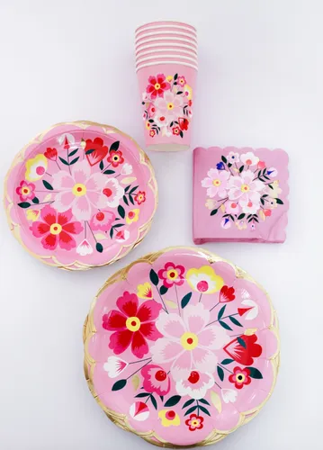 Platos Desechables Florales