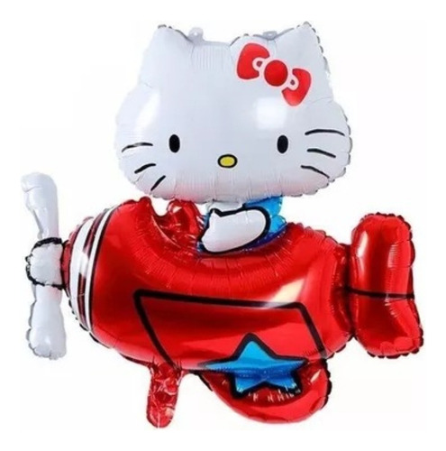 Globo Metalizado Hello Kitty Avion Rojo 65cm Cuerpo Entero 