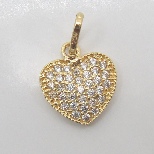 0736 Pingente Coração Com Zirconias Ouro 18k
