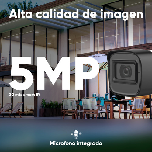 HIKVISION Kit 6 Cámaras de videovigilancia Exterior HIK5MPSLQ-KIT(B)6CCC3 Con Accesorios y HDD 3tb Micrófono incorporado Alta Calidad Circuito Cerrado CCTV HIK5MPSLQKITB Facil Instalación