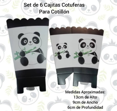 Set De 6 Cajas Cotuferas Para Cotillón Cumpleaños Panda
