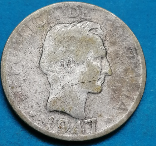 Colombia Moneda   20 Centavos 1947 Plata