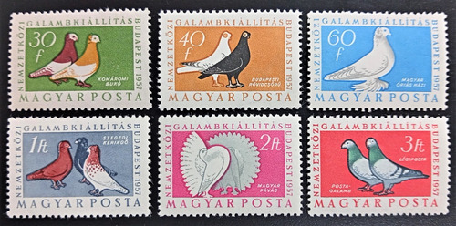 Hungría Aves, Serie Yv 1230-34 A197 Palomas 1957 Mint L18839