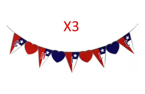 Guirnalda Bandera Chile Fecha Patria Tipo Bandera Corazon X3
