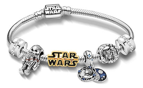 Pulsera Con Charms Dije Broche Star Wars Disnei Guerra Galax