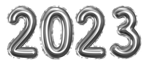 Kit Balão Metalizado 2023 Prata 32x72 Cm Para O Ano Novo