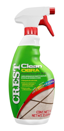 Limpiador Ácido Para Residuos De Obra Crest Clean Obra 1 L