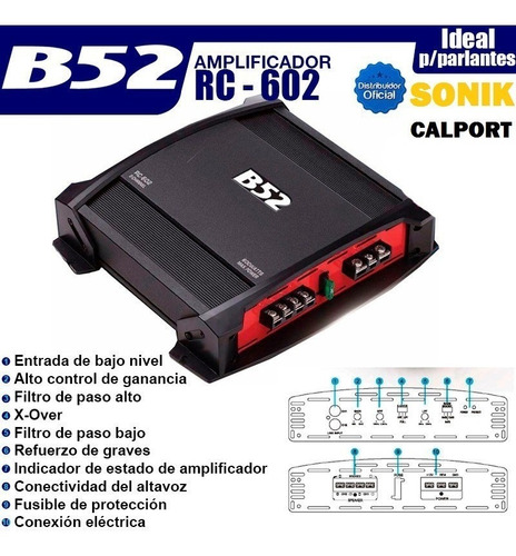 Amplificador De Auto 800 Watts B52 Audio Car Rc-602