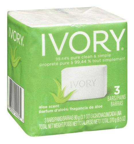 Simply Ivory Barra De Bano De Aloe De Ivory, 3 Unidades