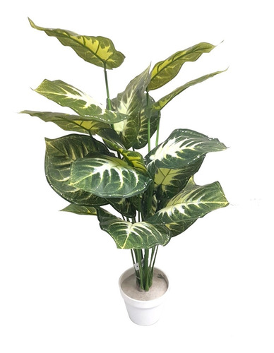 Planta Artificial Decorativa Caladium Verde-blanco De 50cm