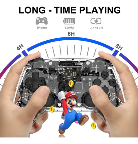 Control Joystick Inalámbrico Transparente Compatible Switch