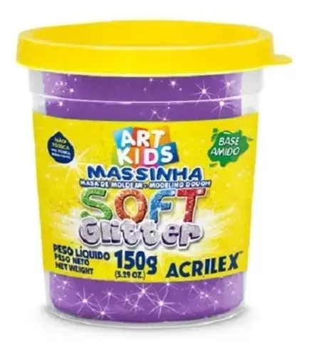 Massinha Modelar Soft Glitter 150g Violeta Acrilex Brilhante com Aroma