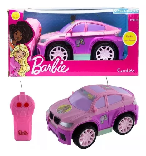 Carrinho De Controle Remoto Barbie Rosa 7 Funções Candide