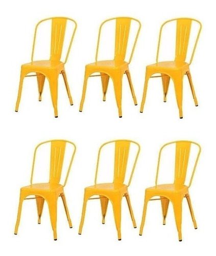Silla de comedor DeSillas Tolix, estructura color amarillo, 6 unidades