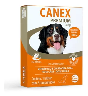 Vermifugo Canex Premium 3,6g Para Cães De 40 Kg 2comprimidos