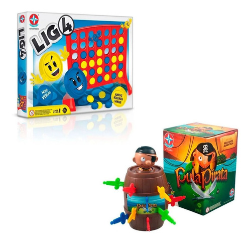 Kit Diversão Da Estrela Jogo Lig 4 + Brinquedo Pula Pirata