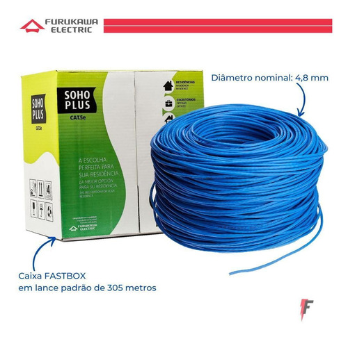 Imagem 2 de 4 de Cabo Transmissao De Dados 24awg 4p Cat5e Furukawa