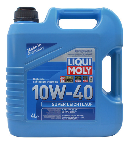 Aceite Liqui Moly 10w-40 Sn Super Leichtlauf A3/b4 4lt.