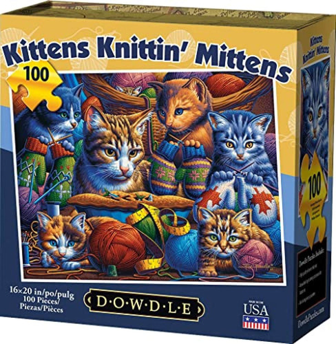 Dowdle Jigsaw Puzzle - Kittens Knittin' Mittens - 100 Piezas
