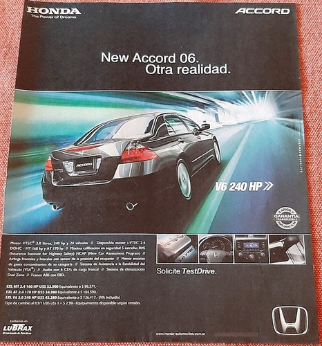 Honda Accord V6 2006 Publicidades