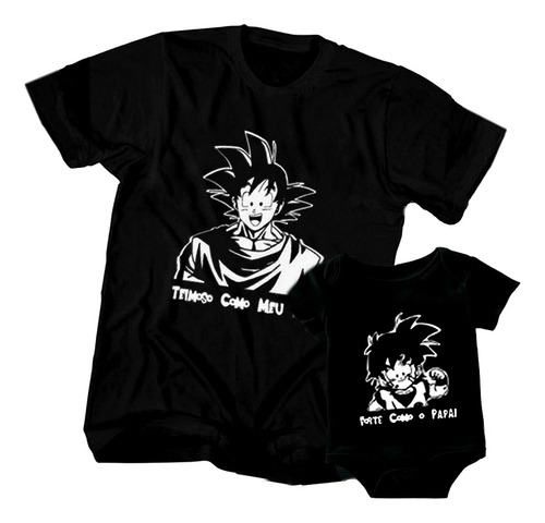 Kit Tal Pai Tal Filho Body E Camiseta Dragon Ball Z Goku