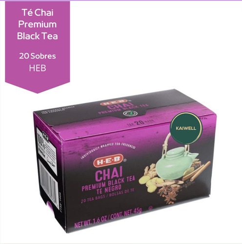 Te Chai Premium Black Tea 20 Sobres Heb® Sin Azucar Ni Leche