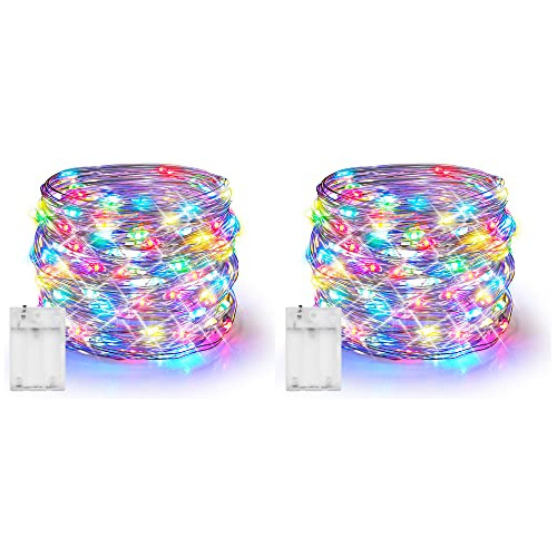 Fairy Lights Battery Operated, 2 Pack 20 Ft 60 Led Silv...