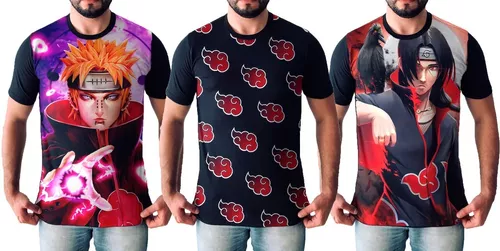 Camiseta Camisa Anime Naruto Personagem Membros Akatsuki