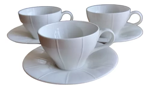 Klikel Juego de tazas de té y platillos – Juego de 6 tazas de café blanco –  Platos de 6 pulgadas y t…Ver más Klikel Juego de tazas de té y platillos –