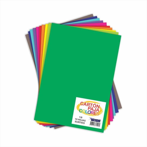 Carton Paja 1/8 Verde X 10 Unidades, 35*25 Cms 