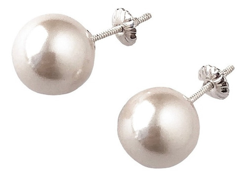 Imagen 1 de 9 de Aros Perla Rosca Y Tuerca 11 Mm Plata 925 (ma11)