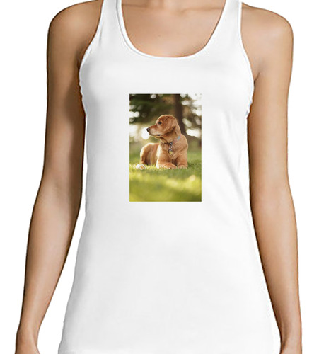 Musculosa Mujer Perros 5 Perro Blanco Negro Frente