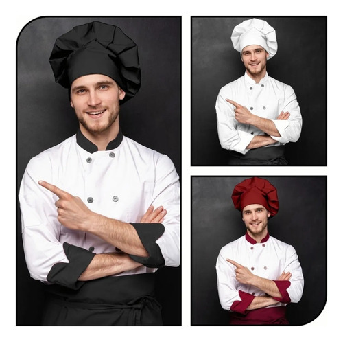 Sombrero Cocinero Gorra Gorritos Chef Cabeza Ajustable Blanco M