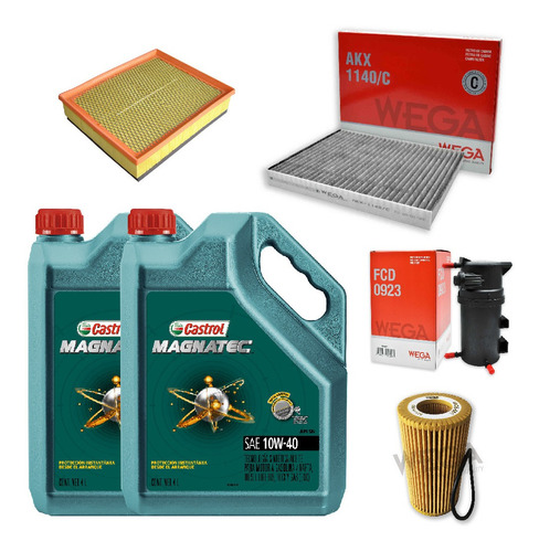 Kit 4 Filtros + 8l Aceite Castrol 10w40 Volkswagen Amarok V6