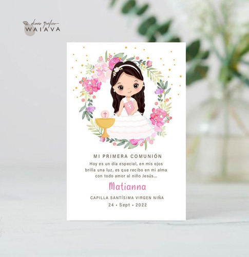 Imagen 7 de 10 de Estampitas Comunión Tarjetas Estampas Nenas X 3u