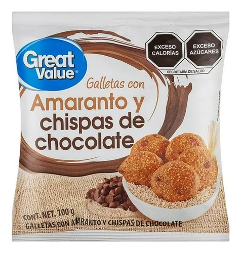 13 Pzas Great Value Galletas Con Amaranto Y Chispas De Choco