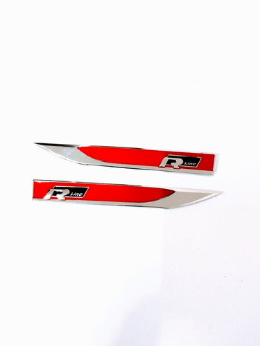 Emblemas Lateral Flecha Volkswagen Rline Premium Rojo Metal