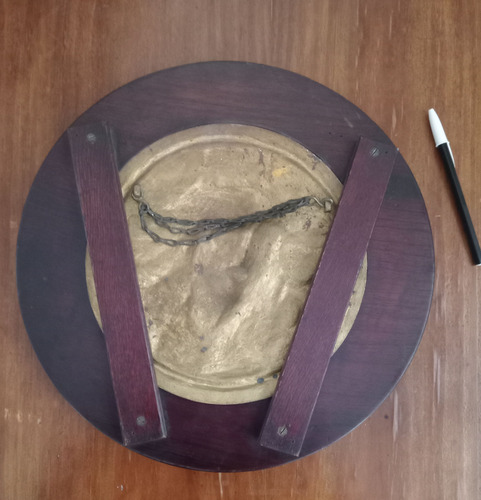 Antiguo Marco De Madera Con Imágen Jesús Madera Y Metal (Usado)