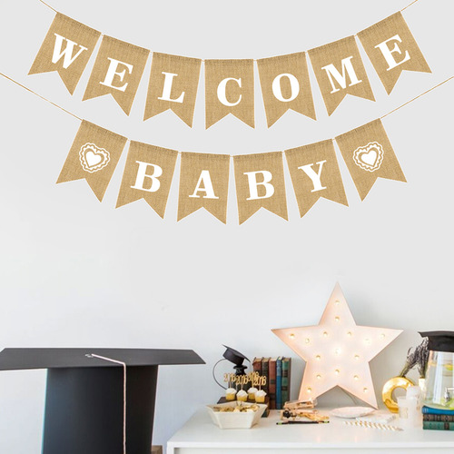 Banderines Con Letras Welcome Baby, Decoración En Forma De C