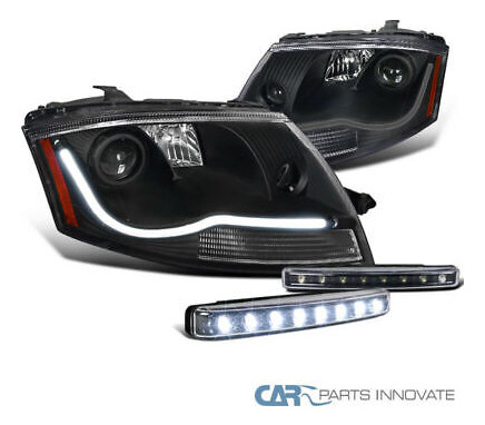 Fit 99-06 Audi Tt Black Led Strip Projector Headlights+8 Oaa