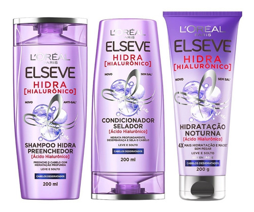 Kit Elseve Hidra Hialurônico Shampoo + Cond + Creme Noturno