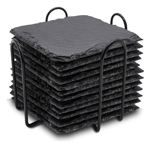 Posavasos De Pizarra Maprial Con Soporte, 4 Pulgadas Y 12...