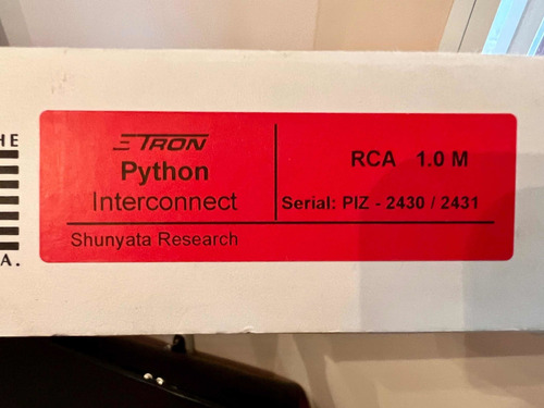 Cable Hi End Shunyata Etron Python Rca Audio Impecable (Usado)