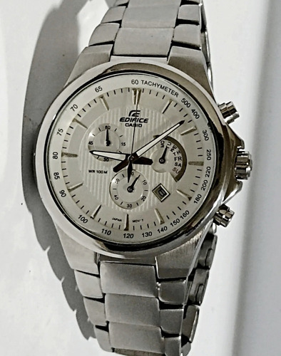 Reloj Casio Edifice Cronógrafo Efr-500 Wr 100m Plateado Plateado Blanco (Usado)